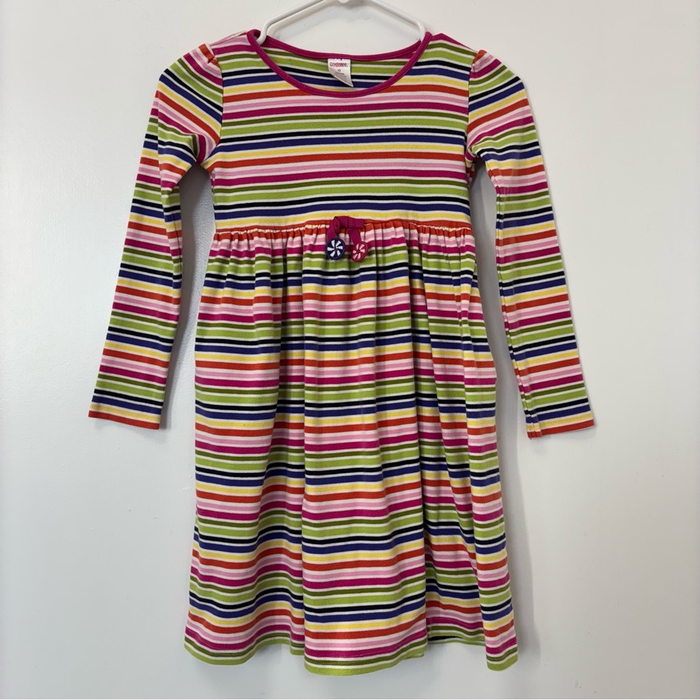 Gymboree ‘08 Rainbow Stripe Candy Long Sleeve Swing Dress Holidays Girl Size 10